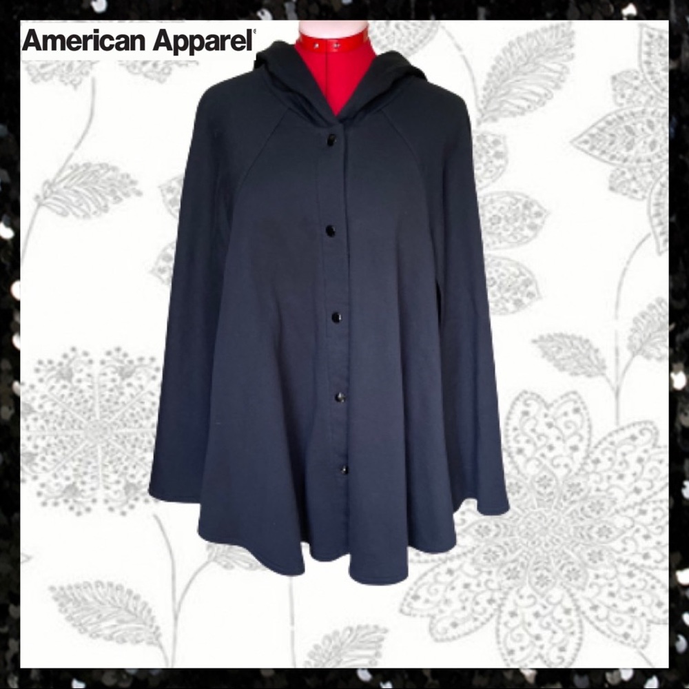 Vintage American Apparel Black Fleece Cape w/ Hood